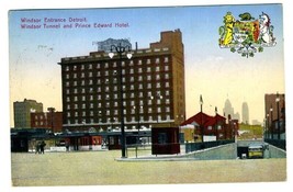 Windsor Tunnel Entrance &amp; Prince Edward Hotel Detroit Michigan Postcard 1936 - £11.67 GBP