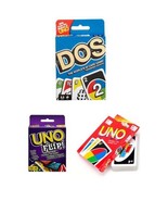 UNO Card Game Classic,Flip &amp; Dos No 1 Family Fun Playing Game 3 in 1 Com... - £14.80 GBP