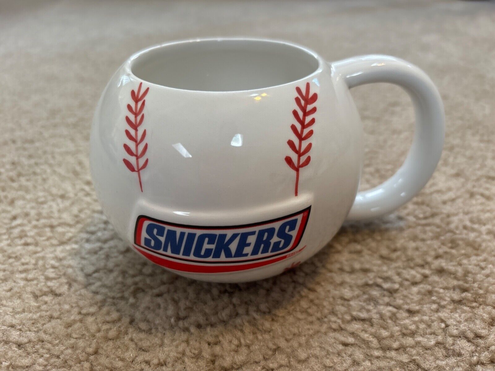 Snickers Candy Bar Logo Baseball Mug Galerie Embossed Textured Coffee Cup - $9.49