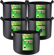 VIVOSUN 5-Pack 2 Gallon Grow Bags Heavy Duty Thickened Pots - £18.11 GBP