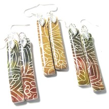 Choice of Pattern Sepia Tone Hand Stenciled Polymer Clay Earrings Casual Fashion - £15.23 GBP