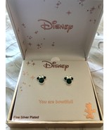 Disney&#39;s Minnie Mouse Green Emerald Silver Platted May Birthstone Stud E... - £15.76 GBP