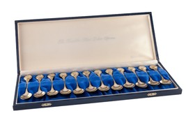 Franklin Mint Plata de Ley Zodíaco Demitasse Cuchara Juego Con / Funda H... - £283.86 GBP