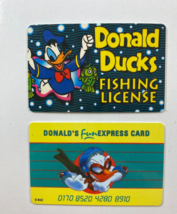 NOS Vintage Lot 2 Disney Donald Duck Express Card ID Fishing License - $19.79