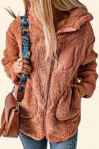 Pinkish Sherpa Zip Hooded Teddy Jacket, Women&#39;s Trending Jacket, Women&#39;s... - £35.41 GBP