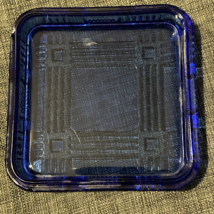 Vintage Hazel Atlas crisscross pattern cobalt blue 4X4 refrigerator dish LID ONL - $15.00