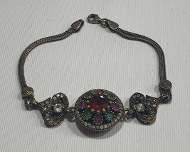 VINTAGE WOMEN SILVER 925 BRACELET WITH MULTI STONE-ANTIQUE MODEL-TURKISH... - £140.81 GBP