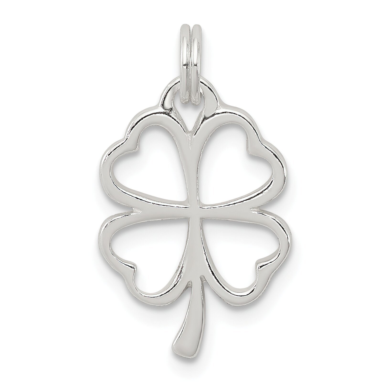 Primary image for Sterling Silver Four Leaf Clover Charm Pendant Jewelry 20mm x 12mm