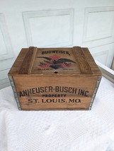 Vintage ANHEUSER BUSCH Budweiser Beer Wooden Box Crate w/Lid 1876 - 1976  - $79.99
