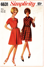 Misses&#39; DRESS Vintage 1966 Simplicity Pattern 6631 Size 14 - £9.44 GBP