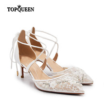 Strappy High-Heeled Summer Wedding Bride Shoes White Dames Schoenen Women&#39;s Gril - £119.60 GBP