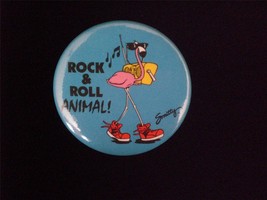 Rock and Roll Animal Flamingo Pin Back Button 1.5 inches - £4.71 GBP