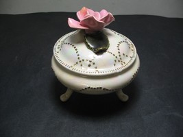 Mar-Clair Decorative Painted Glossy Ceramic Jar 4.5 x 4.5 Rose Flower Li... - $14.99