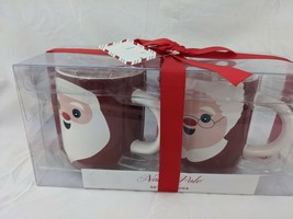 Santa Mrs Claus Coffee Mug Set 14 oz North Pole Trading Co - £9.98 GBP