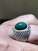 Natural Green HUSSAINI FEROZA Ring, Green Turquoise Ring, Handmade 925 Sterling  - $478.00