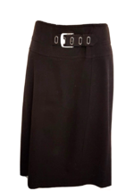 Grace Elements Black Spandex Pencil Skirt size 6 Front Belt Silver tone ... - $19.72