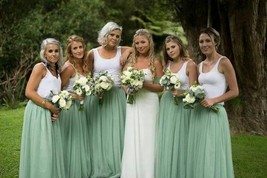 Sage Green Wedding Bridesmaid Tulle Maxi Skirt Outfit Custom Plus Size