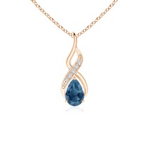 ANGARA Natural 0.48 Ct A-Grade London Blue Topaz Pendant Necklace in 14K Gold - £304.46 GBP