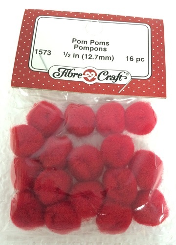 1/2&#39;&#39; Red Pom Poms Pompoms Embellishments (32 pieces) - $6.25