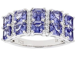 Esotica Ring: Tanzanite &amp; Diamond Simulants Rhodium Sterling Silver Sz 4 3/4 - $46.53