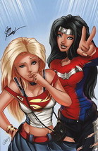 Corey Knaebel SIGNED DC Comic Art Print ~ Wonder Woman &amp; Supergirl - £26.95 GBP