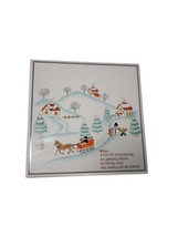 Vtg Winter Christmas Ceramic Cork Back Tile Trivet Hot Pad Hangable Pape... - $9.46