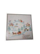 Vtg Winter Christmas Ceramic Cork Back Tile Trivet Hot Pad Hangable Pape... - £7.60 GBP