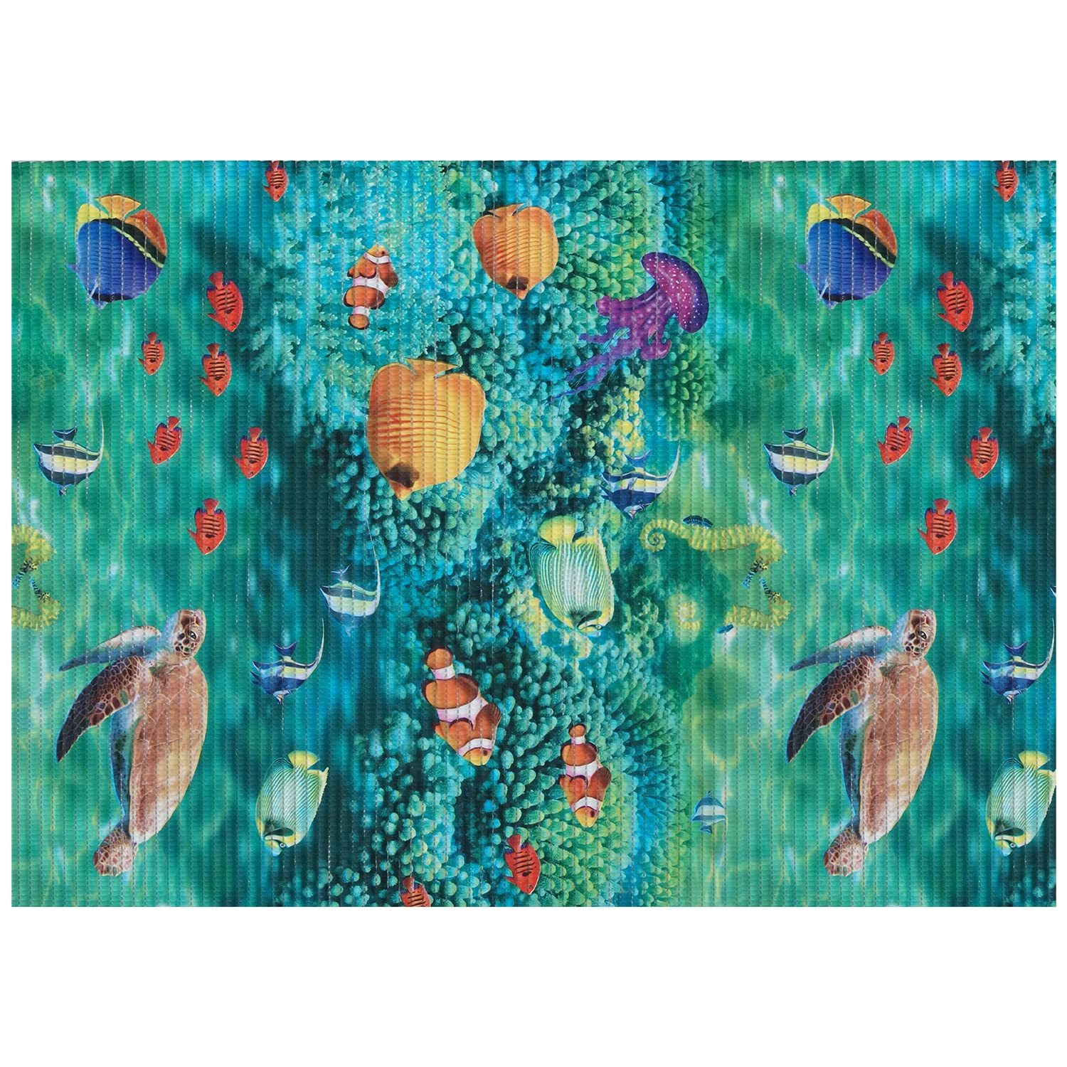 Primary image for Dundee Deco Sea Creatures Bathroom Mat - 39" x 26" Blue Waterproof Non-Slip Quic