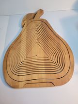 Wood Fruit Basket & Folding Collapsible Trivet Pear Shaped image 6