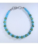 Bracelet Bead Small Blue and Green 7&quot; Appx. Spring Clasp Upcycled Handmade - €5,11 EUR