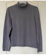 Shego&#39;s Gray Silk Blend Long Sleeve Turtleneck Sweater Size L- with tiny... - £17.35 GBP