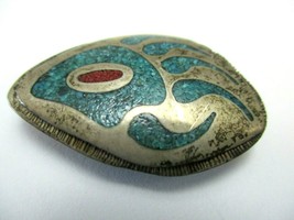 Southwest Sterling Silver Turquoise .354 Oz. Vintage Bolo Tie 1.5 X 1.25 Inches - £71.86 GBP