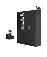 Kenya 2 Piece Bedroom Set, Armoire + Nightstand, Black - $1,713.99