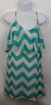 Charlotte Russe Tiered Short Dress Size S Turquoise White Zig Zag Pattern Womens - £18.30 GBP