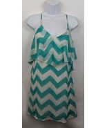 Charlotte Russe Tiered Short Dress Size S Turquoise White Zig Zag Patter... - £18.54 GBP