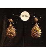 Vintage Glittery Pine Cone Dangle Screw on Earrings - £12.48 GBP