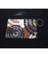 Vera Bradley Cocoa Moss Brown Yellow Black ID Holder Change Purse Keyring - $110.53 MXN