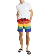 Nautica Mens 8” Rainbow Pride Swim Shorts - Large - $57.57
