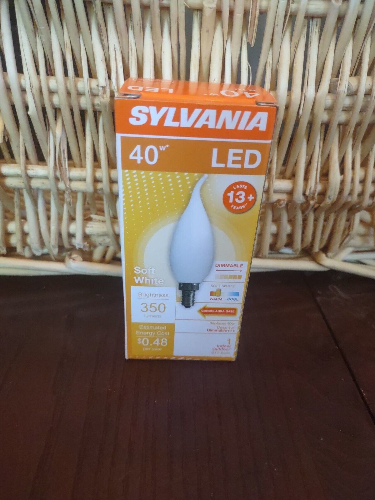 Sylvania LED B10 Chandelier Bulb, 40 watt equivalent, Dimmable, Soft - $7.80