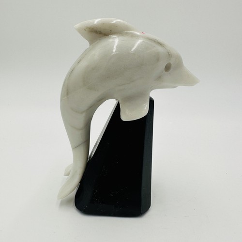 Alabaster Dolphin Figurine Made In Italy Hand Carved Stand White Home Decor Item image 10