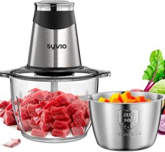 Syvio Food Processors with 2 Bowls Meat Grinder 4 Bi-Level Blades Electr... - $39.59