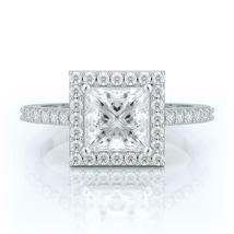2.65Ct Princess Cut White Diamond Solid 925 Sterling Silver Halo Engagement Ring - £84.16 GBP