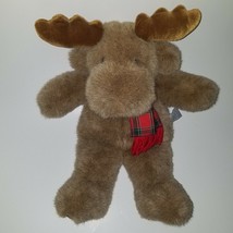 VTG Chosun Just Friends 1996 Brown Moose Plush 15&quot; Reindeer Red Scarf  - $24.70