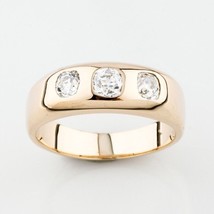 1.00 carat Diamond Three Stone 14k Yellow Gold Men&#39;s Wedding Ring Size 10 - £4,012.49 GBP