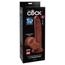 King Cock Plus 8 in. Triple Density Swinging Balls Realistic Suction Dildo Brown - £80.58 GBP