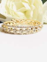 Faux Diamond Bracelet Zirconia Gold Coil Bling Glam Shiny Bangle NWT - £26.63 GBP