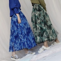 BLUE Army Pattern Puffy Tutu Holiday Outfit Women Plus Size Tulle Midi Skirt image 5
