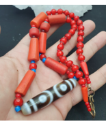 Himalaya indo tibétain 7 yeux Dzi avec ancien collier amulette en verre ... - $3,460.13 MXN
