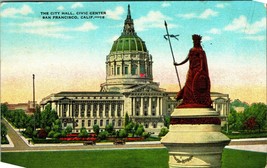 City Hall and Civic Center San Francisco California CA  Linen Postcard E9 - £2.32 GBP
