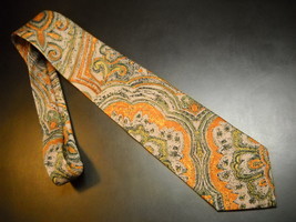 Joseph Abboud Neck TieSilk Designs in Hues of Browns Orange Green Made in Italy  - £9.48 GBP